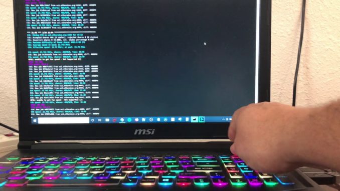 Mining cryptocurrency on MSI gaming laptop