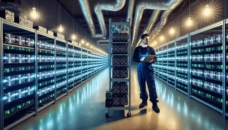 bitcoin-mining-facility-with-rows-of-asic-miners-and-technician-monitoring-equipment